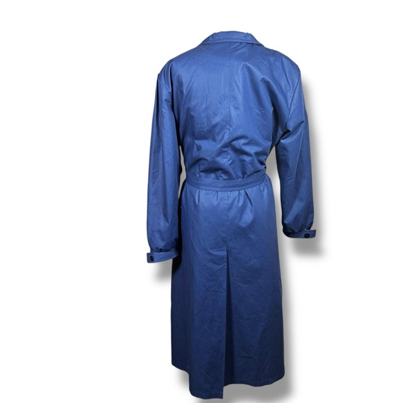 VTG 70s London fog By Wamsutta Blue Trench Coat Size 12 Retro Winter Preppy - Picture 4 of 13